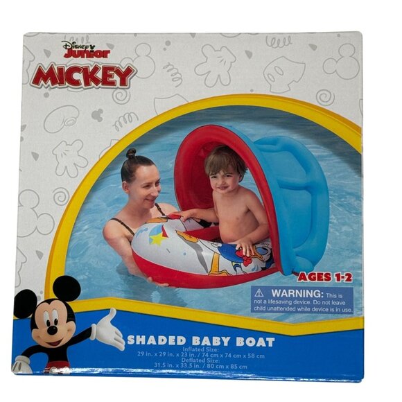 Disney Mickey Mouse Funhouse Baby Pool Float Seat with Sun Canopy by Bestway - Picture 1 of 2